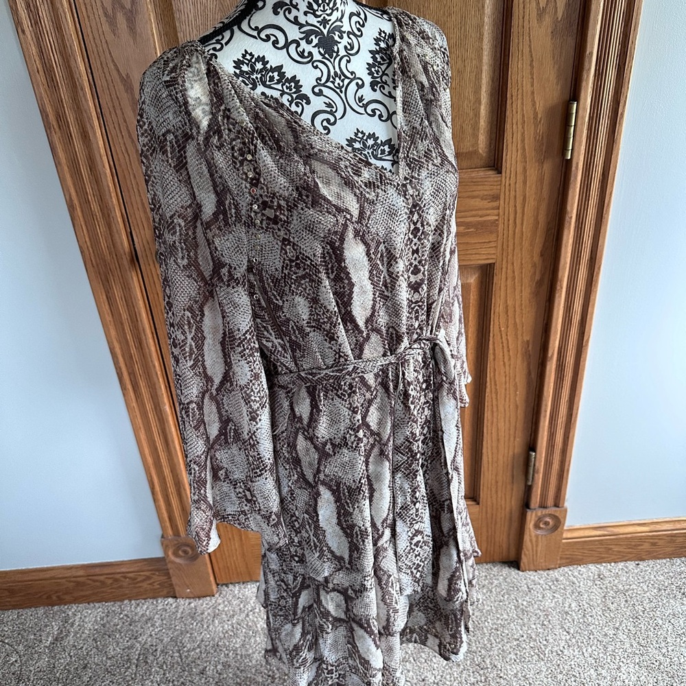 Whbm Studded Python Ruffle Dress - image 1